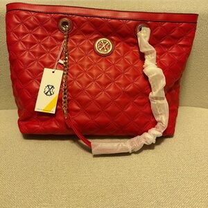 Christian Lacroix Red Quilted Tote with Gold Chain